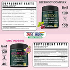 Bundle 6in1 Beet Root Supplements 100 Count & 6in1 Myo-inositol & D-Chiro Inositol Supplement for Women 120 Count - for Immune, Heart Health & Overall Health