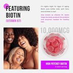 NutraChamps Sugar Free Biotin Gummies 10000mcg [High Potency] - Healthy Hair, Skin & Nails for Women, Men & Kids - 5000mcg in Each Gummy - Vegan Hair Health Vitamins Supplement - Raspberry (2-Pack)
