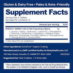 BodyHealth PerfectAmino Easy to Swallow Tablets, Essential Amino Acids Supplement with BCAAs, Vegan Protein for Pre/Post Workout & Muscle Recovery with Lysine, Tryptophan, Leucine (36 Servings)