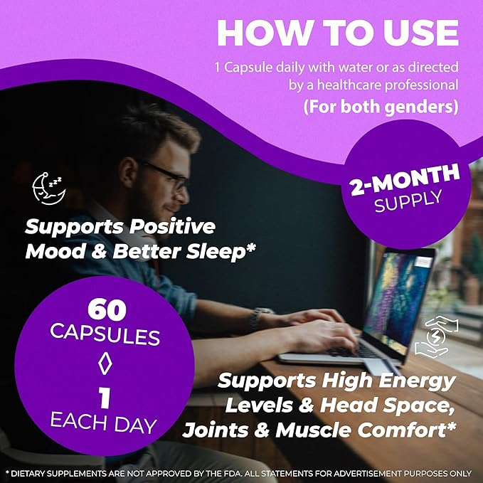 Mood Melt French Oak Extract 500MG | 60 Vegan Capsules | Natural Sleep & Relaxation Support | Non-GMO, 100% Organic, Gluten-Free, USP-Grade Formula | Calm & Stress Relief for Men & Women