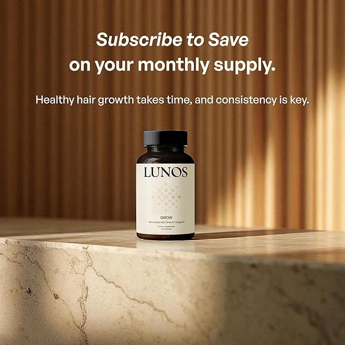 Lunos Grow Hair Growth Supplements - 17 Ingredient Vitamin with Biotin, Saw Palmetto, & Marine Collagen - Hair Growth Products for Women & Men - 1 Month Supply