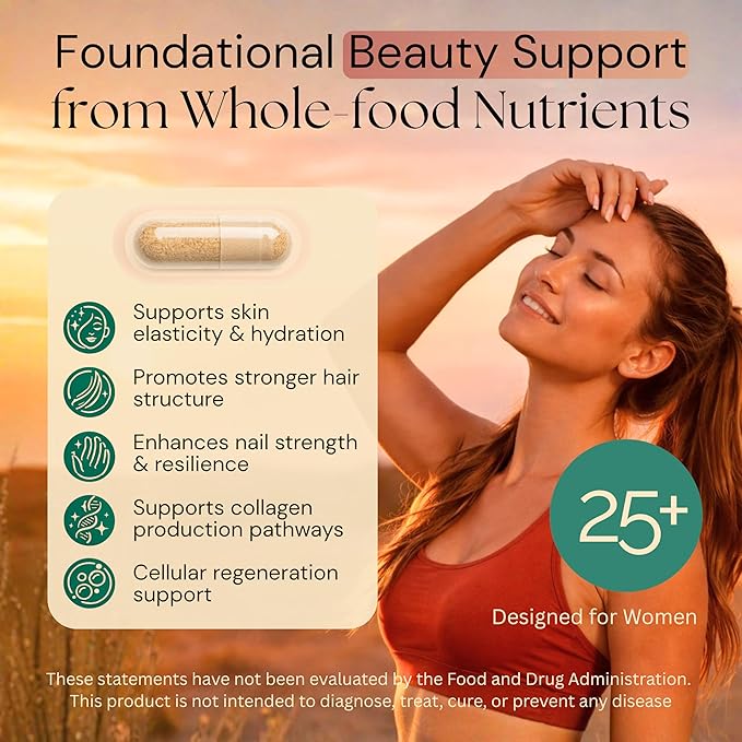 Beef Organs for Women - 100% Grass Fed, Pasture Raised in New Zealand - 120 Caps - Collagen Blend featuring Placenta, Bone Marrow, Thymus, Amla, Astaxanthin, MSM, Pearl Powder & Bamboo Silica
