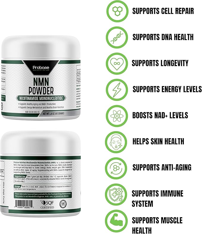 Probase Nutrition Longevity Pure NMN Powder 40 Grams - Ultra-Pure, Fully Stabilized, Pharmaceutical Grade NMN to Boost NAD+, Nicotinamide Mononucleotide Powder Supplement