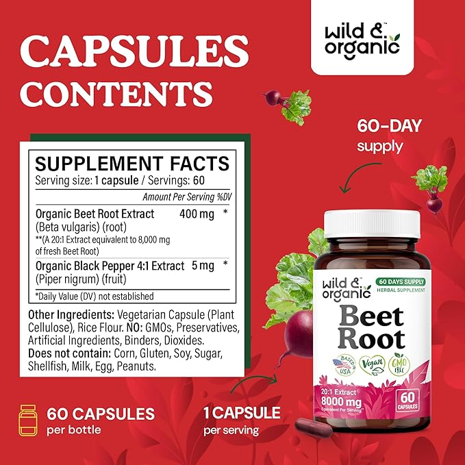 Wild & Organic Grape Seed Extract 60 Capsules & Beet Root 60 Capsules