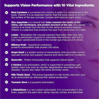 Eye Vitamins Supplement with Lutein, Bilberry, Beta Carotene, L-Taurine, Zinc and Quercetin, 90 Capsules, Supports Vision, Ocular and Macular Health, Helps Eyes Filter Blue Light