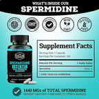Spermidine Supplement (1440mg of 99% Pure Spermidine Supplements For Women & Men) 4 Months Supply (100X More Potent Than Wheat Germ Extract) 12MGS Per Serving For Cellular Health, Anti-Aging & Energy