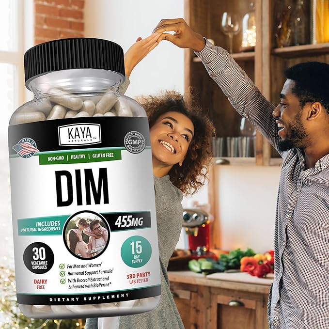 Kaya Naturals DIM Ultra (30 Capsules) | DIM Supplement for Women and Men | Vegetable Capsules with Broccoli Extract & BioPerine | Herbal Supplement for Hormonal Support, Acne, Menopause, and Prostate
