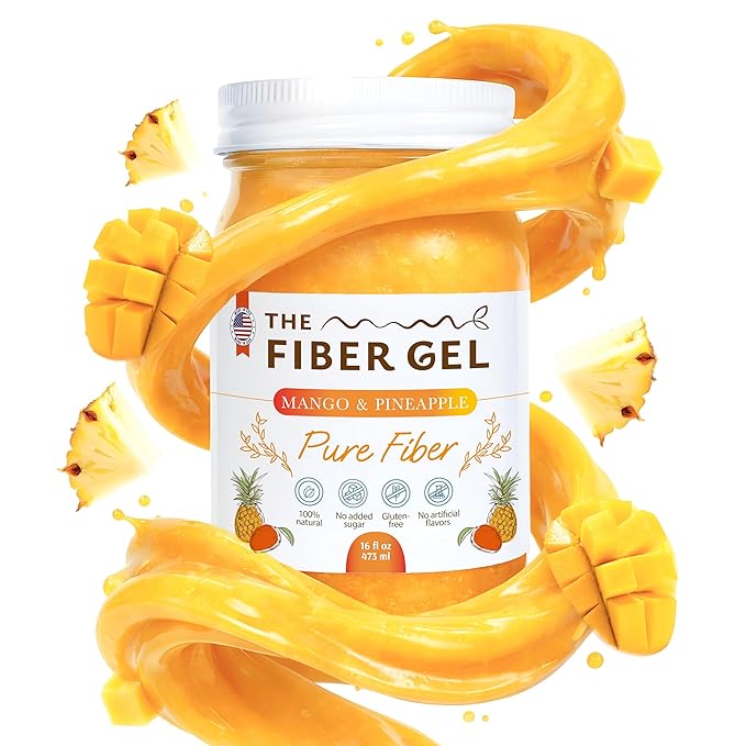 High Dietary Fiber Prebiotic Gel Formula — 100% Natural & Clean Label — Plant-Based Psyllium Husk & Inulin Complex — Keto Friendly, Vegan, No Added Sugar — Mango&Pineapple, 16 oz