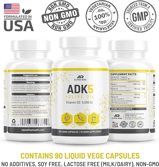 ADK 5 Vitamin Supplement + Best Over-The-Counter Prostate Support - Prostate Health Supplement for Men