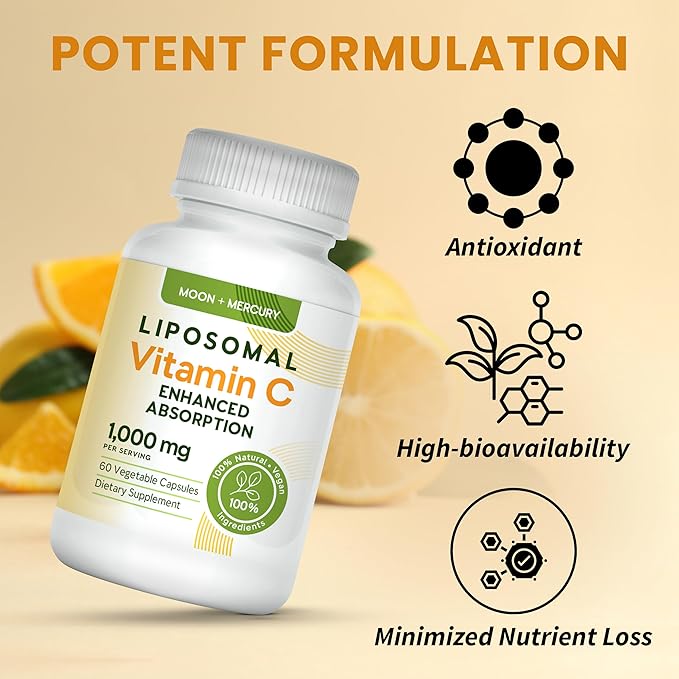 Liposomal - Vitamin c 1000mg - 60 Vitamin c Capsules - Higher Absorption,bioavailability liposomal Vitamin c by Moon and Mercury