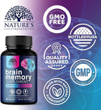Brain Memory Supplement Pills - 3X Strength Nootropics for Concentration, Clarity & Focus Support - Brain Health Cognitive Vitamins with Bacopa, Phosphatidylserine & DMAE, Brain Booster - 60 Capsules