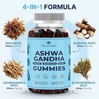 TrueSeaMoss Sea Moss Gummies with Ashwagandha, Burdock Root & Bladderwrack – for Adults & Kids 4+, Fruity Flavor – 60 Gummies