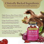 Just Beet It! Beet Root Gummies - Blood Pressure & Circulation Support Beet Gummies - Nitric Oxide Booster with CoQ10 & Grape Seed Extract - Heart Health & Energy for Men & Women - 60 Beet Chews