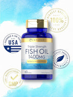Carlyle Omega 3 Fish Oil 1400 mg | Triple Strength | 60 Softgels | High Potency with EPA & DHA | Non-GMO, Gluten Free Supplement