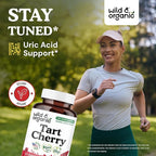 Wild & Organic Tart Cherry Capsules 600 mg - Uric Acid Support - Tart Cherry Powder Supplement - Prunus Cerasus Fruit Extract - 120 Days of Supply - Vegan, No Fillers, Non-GMO - 120 Count