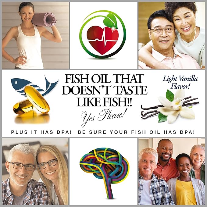 Fish Oil Omega-3 Supplement – Wild Caught DPA EPA DHA – 2900 mg Triple Strength – Burp-Free Softgels – 90 Count