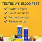 1ABOVE Jet Lag Relief Effervescent Multivitamin with Pycnogenol Travel Supplement for Hydration, Energy, Immune Support and Faster Recovery - Flight Essential - Citrus 20 Count and Berry 20 Count