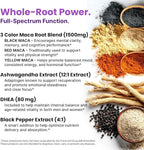 6-in-1 Organic Maca Root Ashwagandha Capsules 1710mg with DHEA and Black Pepper Fruit Extract for Women and Men - Black Maca Supplement for Stamina, Bone and Mood Support Supplement, 120 count