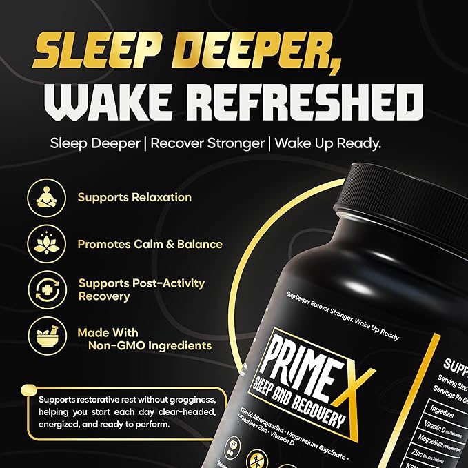 Sleep Aid Without Melatonin- Deep Sleep Supplement with KSM-66® Ashwagandha and Magnesium Glycinate for Nighttime Relaxation, Recovery & Restful Sleep- with L-Theanine, Zinc & Vitamin D3 (30 Servings)