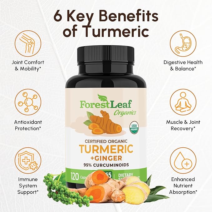 Turmeric Supplement Extra Strength 2265mg - Turmeric Curcumin Supplement w/BioPerine Black Pepper - Tumeric and Ginger Supplements, 95% Curcuminoids, Supports Immune & Joint Health, 120 Caps