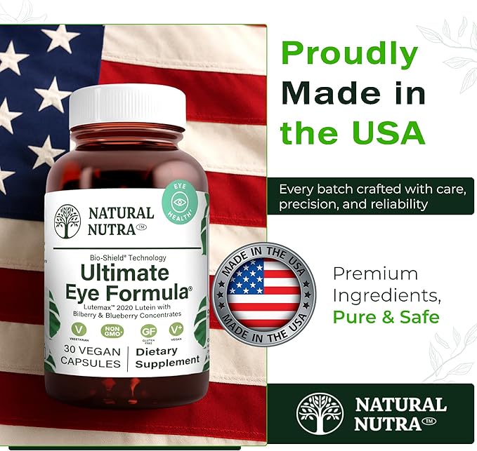 Natural Nutra Ultimate Eye Health Supplement - Bilberry & Blueberry Extract Blend for Day and Night Vision Support, Promotes Color Perception & Eye Clarity - Non-GMO, Vegan - 30 Capsules (Pack of 3)