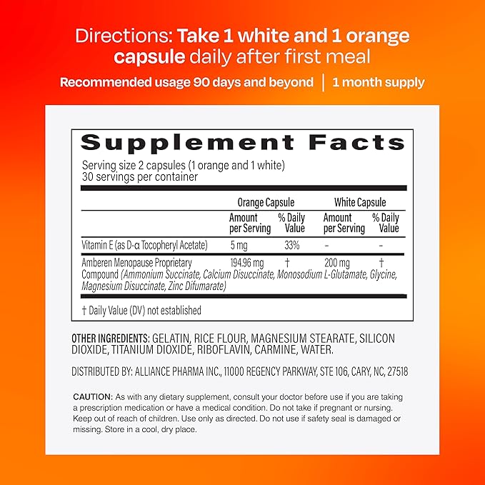 Amberen Menopause Supplement for Women, 180 Capsules, Clinically Proven, Helps Support Hormone Balance, Helps Relieve 12 Menopause Symptoms: Hot Flashes, Night Sweats, Mood Swings and More