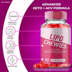 Lipo Chewies Brazillian Gummies, Lipo Chewies Keto ACV Keto Supplement Gummies - Maximum Strength, All Natural Support Formula, Keto+ACV Advanced Formula, LipoChewies Keto Gummy Reviews (60 Gummies)