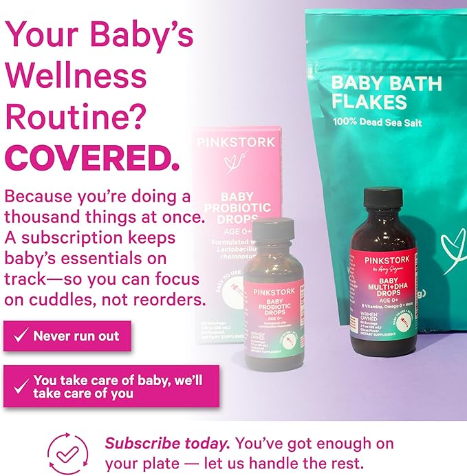 Pink Stork Baby Sleep Drops, Naturally Support Sleep Without Melatonin for Infants, Toddlers, and Kids, Aid Sleep with Chamomile and Magnesium, Baby Essentials for Bedtime, 1 oz, 30 Servings
