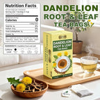 LeafLea 80 Dandelion Root and Leaf Tea Bags, Dandelion Tea for Digestion Support, Roasted Dandelion Root Herbal Tea Blend, Caffeine-Free, Vegan, Te de Diente de Leon (2 Pack)