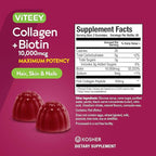 Viteey Collagen Gummies with Biotin Gummies for Hair Skin and Nails Vitamins - Biotin and Collagen Supplements for Women & Men - Gluten-Free – 60 Count