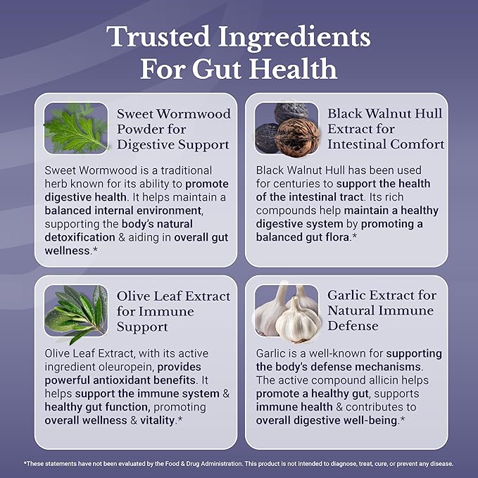 MD Cleanse24 - Gut Cleanse & Digestive Support Supplement - with Onion, Garlic, Turmeric, Papaya, Black Walnut, Sweet Wormwood Powder, Olive Leaf Extract - 360 Capsules