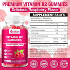 Haohan Vitamin B2 400mg with Magnesium Gummies for Migraine and Nervous System Support in Sugar-Free Vegan Raspberry Flavor, 120 Count for Adults and Kids