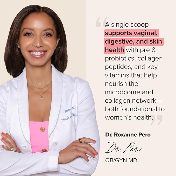 URO Women’s Probiotic + Collagen Peptides Powder – Vaginal, Skin & Gut Health In One Daily Scoop – With Hydrolyzed Collagen Peptides, Probiotic Blend, and XOS Prebiotics – 20 servings