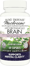Host Defense MycoBotanicals Brain* Capsules - Brain Support Supplement with Lion's Mane, Reishi & Cordyceps Mushroom - Herbal Supplement for Memory & Focus Support - 60 Capsules