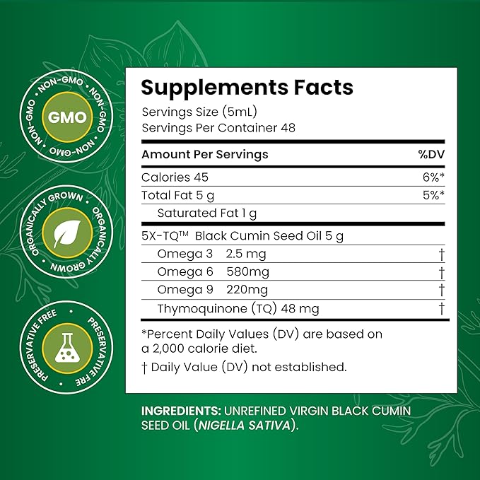 Amazing Herbs Premium Black Seed Oil - Cold Pressed Nigella Sativa Aids in Digestive Health, Immune Support, Brain Function, Joint Mobility, Gluten Free, Non GMO - 1 Fl Oz