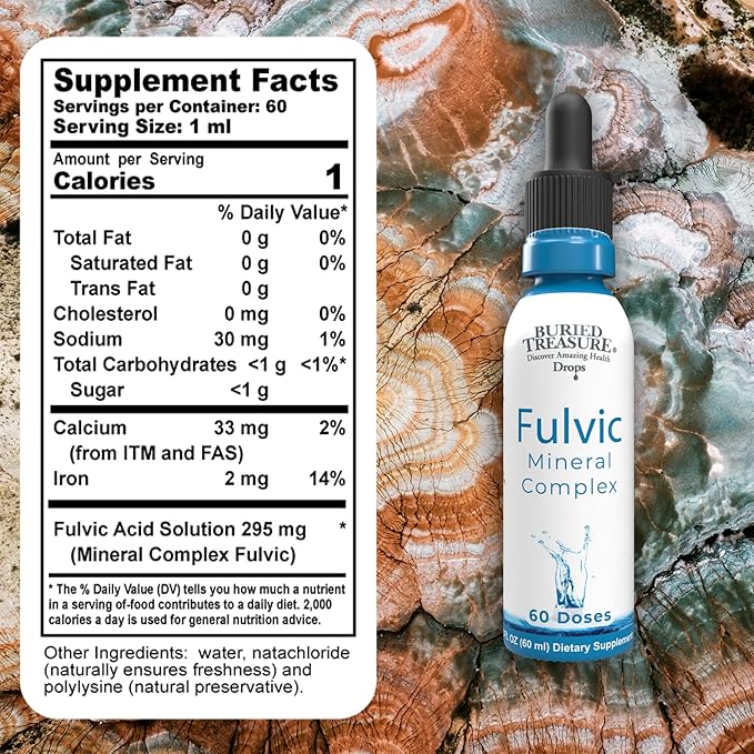 Buried Treasure Fulvic Mineral Drops – 295mg Trace Minerals, Ionic Fulvic Acid Supplement for Hydration, Energy & Electrolyte Support, Vegan, Non-GMO, 2 fl oz Liquid Drops
