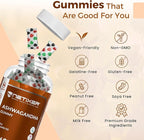 Ashwagandha Gummies – Vegan, Strawberry Flavor – with KSM-66 300mg & Vitamin D2 50mcg – Gluten-Free, Gelatin-Free, Non-GMO – 60 Gummies – Adaptogen Supplement for Adults