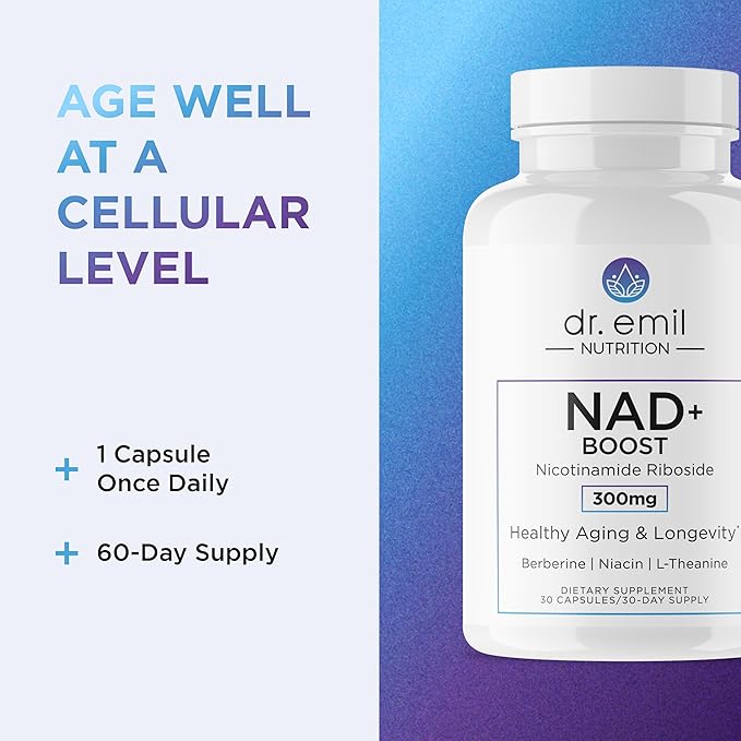 DR. EMIL NUTRITION NAD+ Boost - Nicotinamide Riboside Supplement for Longevity, Healthy Aging & Cellular Regeneration - NAD Supplement with with Berberine, L-Theanine & Niacin Twin Pack