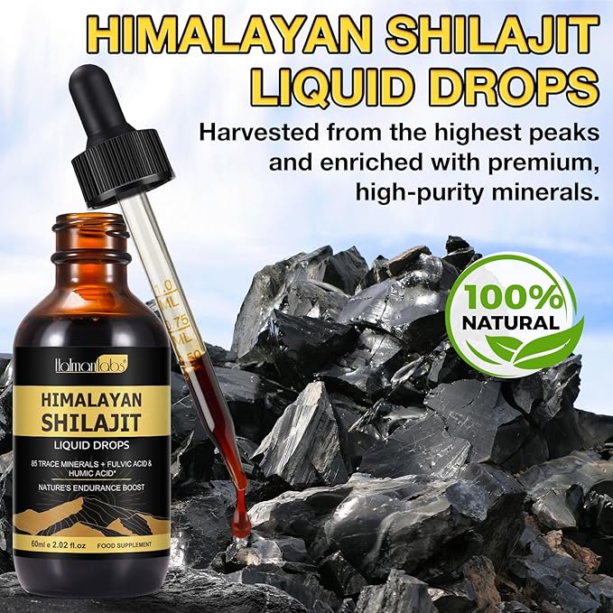 Shilajit Pure Himalayan Organic Resin Drop, Pure Himalayan Shilajit Resin Liquid Gold Supplement, Shilajit Organic Drop Rich in 85+ Trace Minerals, Shilajit for Men & Women (2.02 Fl Oz (Pack of 2))