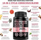 14-in-1 Women’s Inositol Complex Supplement – 40:1 Myo & D-Chiro Inositol with Folate, Vitamin D3, Zinc, Magnesium & Botanicals for Hormone & Feminine Wellness Support – (120 Capsules) (Pack of 3)