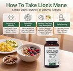 PRISTINE'S Lion's Mane Mushroom Supplement Capsules - Focus & Cognitive Function Adaptogen - 1000mg 60 Day Supply - Immunity, Memory and Focus for Adults - Vegan - Non-GMO Glass Bottle
