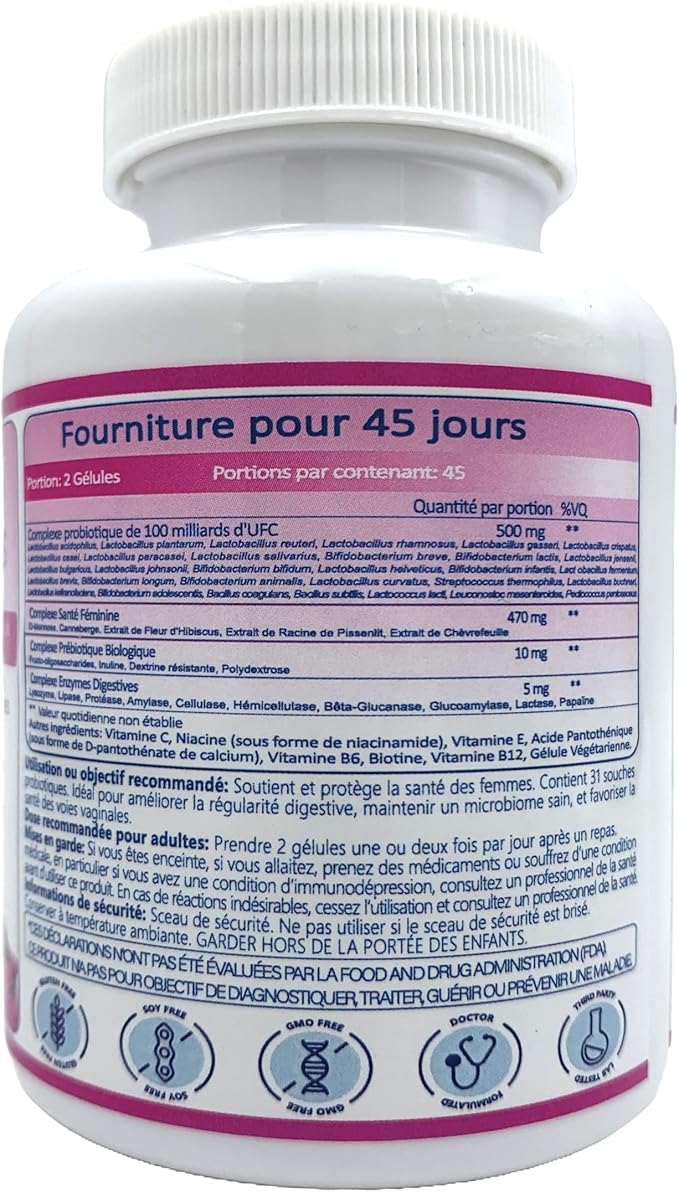 Women’s Probiotic 100 Billion CFU – 31 Strains with Prebiotics, Digestive Enzymes, Cranberry & D-Mannose – Supports Gut, Vaginal & Urinary Health – 90 Veggie Capsules