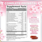 Prenatal Vitamins for Women - Prenatal Multivitamin with Folic Acid & Omega 3 DHA Fetal Development Support - Pregnancy Vitamin Supplement with, Vitamin A, C, D, B6, B12 & Iron - 120 Softgels
