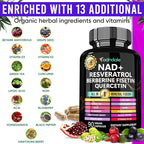 Adndale Liposomal NAD Supplement. Longevity Formula NMN Supplement Alternative. 180CT Advanced NAD+ Resveratrol