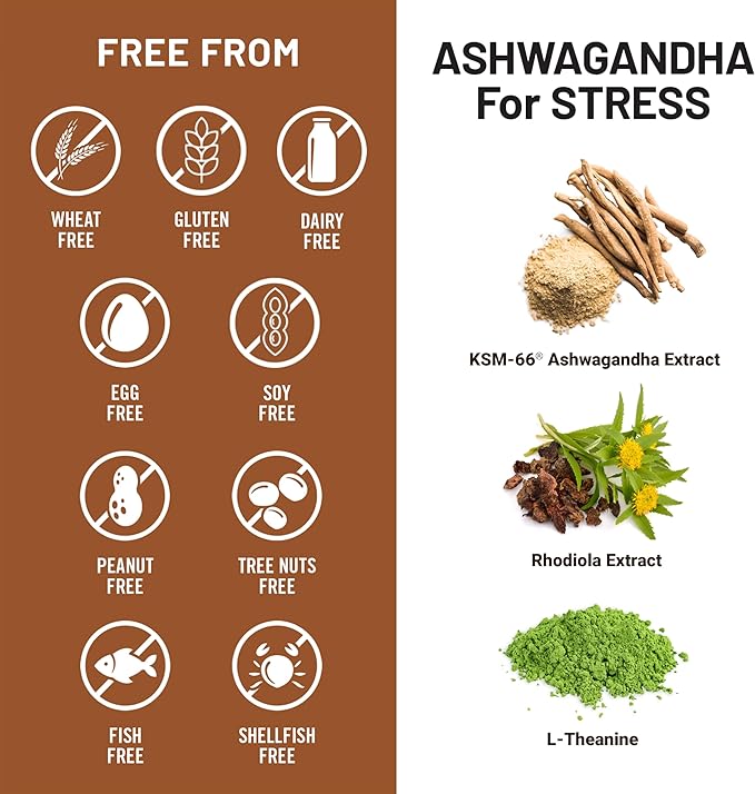 NatureWise Ashwagandha for Stress - With KSM-66 Extract, GABA, L-Theanine, Rhodiola Rosea - Herbal Mood & Sleep Support - Vegan, Non-GMO, Gluten-Free - 60 Capsules[1-Month Supply]