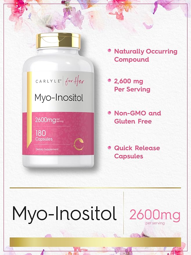 Carlyle Myo-Inositol Supplement for Women | 2600mg | 180 Capsules | Extra Strength | Non-GMO, Gluten Free