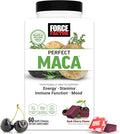 Force Factor Perfect Maca, Maca Root and DIM Supplement with Saffron to Boost Energy and Mood, with Yellow and Black Maca, Vitamins, Minerals, and Antioxidants, Dark Cherry Flavor, 60 Soft Chews
