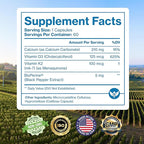 Pure Micronutrients Vitamin D3 K2 Supplement | MK7 100mcg, D3 5000 iu, Calcium + BioPerine | Muscle & Bone Health, Heart, Immunity & Energy Support | Vegan | 60 Capsules