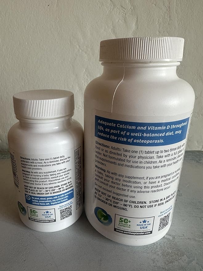 Earth's Splendor Energy + Bone Support Energy Bundle: Vitamin B12 & Calcium+Vitamin D, Gluten Free, No Artificial Flavors or Colors, Helps Energy Metabolism