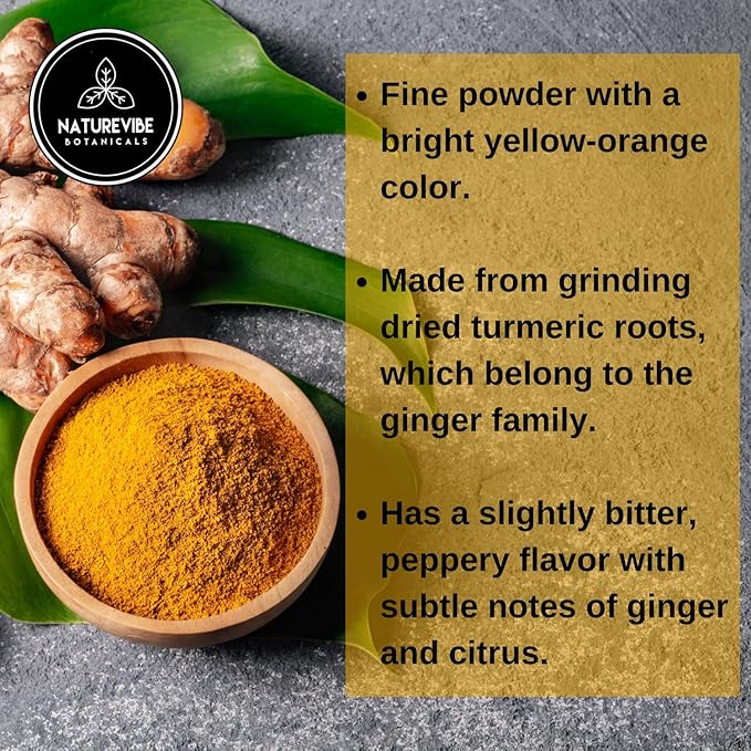 Premium Quality Turmeric Root Powder with Curcumin 5lbs by Naturevibe Botanicals | Raw Turmeric Root Grounded |100% Pure, Non-GMO and Gluten Free (80 Ounces)